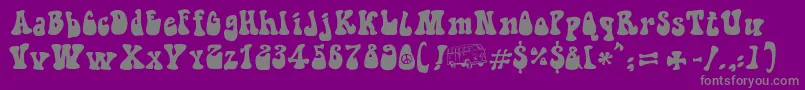 HippieMovement-Schriftart – Graue Schriften auf violettem Hintergrund