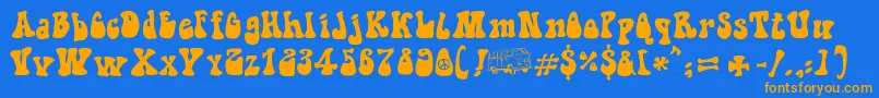 Fonte HippieMovement – fontes laranjas em um fundo azul