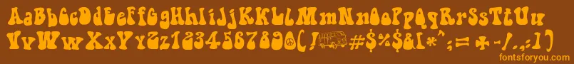 Czcionka HippieMovement – pomarańczowe czcionki na brązowym tle