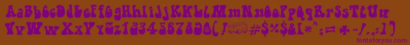 HippieMovement-Schriftart – Violette Schriften auf braunem Hintergrund