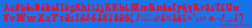 HippieMovement Font – Red Fonts on Blue Background