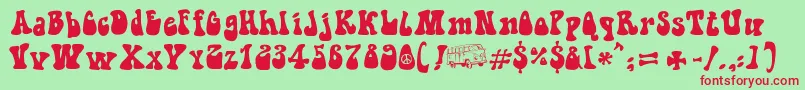 フォントHippieMovement – 赤い文字の緑の背景