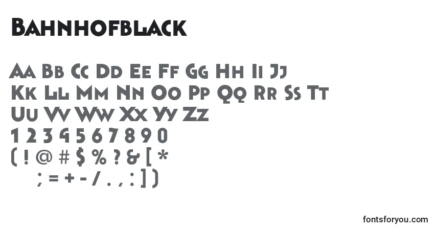 Schriftart Bahnhofblack – Alphabet, Zahlen, spezielle Symbole
