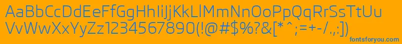 フォントSkodaPro – オレンジの背景に青い文字