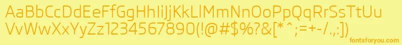 SkodaPro-Schriftart – Orangefarbene Schriften auf gelbem Hintergrund