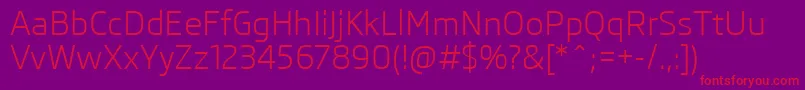 フォントSkodaPro – 紫の背景に赤い文字