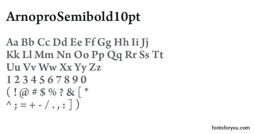 ArnoproSemibold10ptフォント–アルファベット、数字、特殊文字