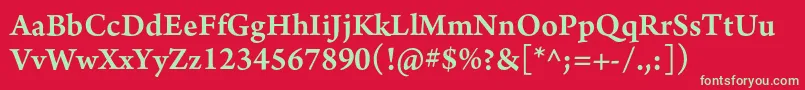 フォントArnoproSemibold10pt – 赤い背景に緑の文字