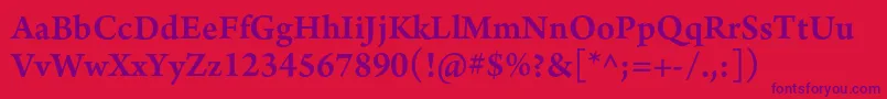 Fonte ArnoproSemibold10pt – fontes roxas em um fundo vermelho