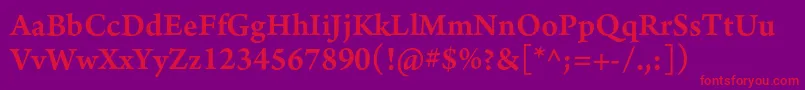 ArnoproSemibold10pt Font – Red Fonts on Purple Background