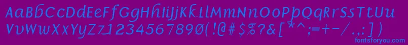 BorrorItalic-Schriftart – Blaue Schriften auf violettem Hintergrund