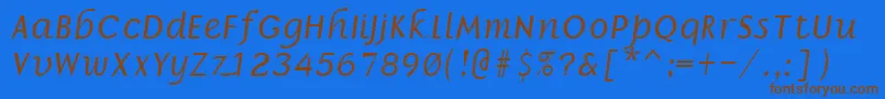 BorrorItalic-Schriftart – Braune Schriften auf blauem Hintergrund