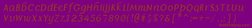 フォントBorrorItalic – 紫色の背景に茶色のフォント