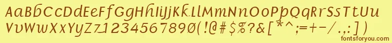 フォントBorrorItalic – 茶色の文字が黄色の背景にあります。