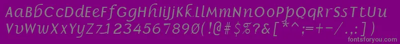 BorrorItalic-fontti – harmaat kirjasimet violetilla taustalla