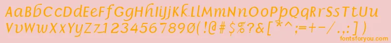 BorrorItalic-fontti – oranssit fontit vaaleanpunaisella taustalla