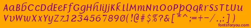 BorrorItalic-Schriftart – Violette Schriften auf orangefarbenem Hintergrund