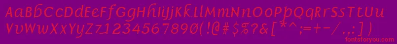 BorrorItalic-Schriftart – Rote Schriften auf violettem Hintergrund