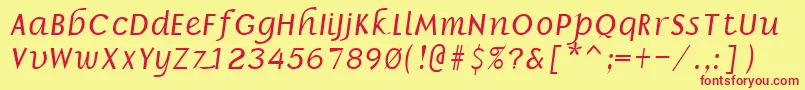 BorrorItalic-Schriftart – Rote Schriften auf gelbem Hintergrund