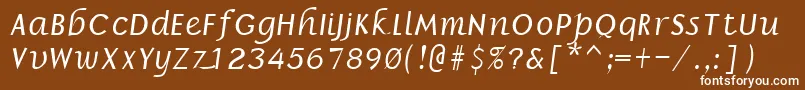 BorrorItalic-fontti – valkoiset fontit ruskealla taustalla