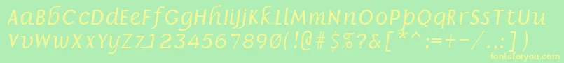 BorrorItalic-fontti – keltaiset fontit vihreällä taustalla