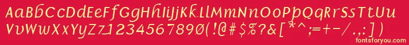 BorrorItalic-Schriftart – Gelbe Schriften auf rotem Hintergrund