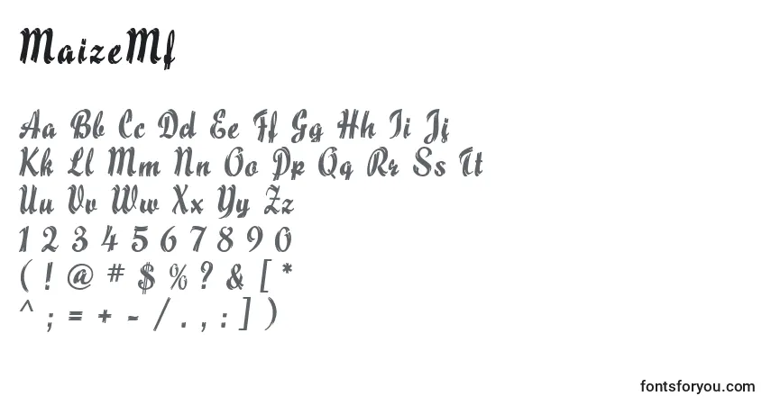 Czcionka MaizeMf – alfabet, cyfry, specjalne znaki