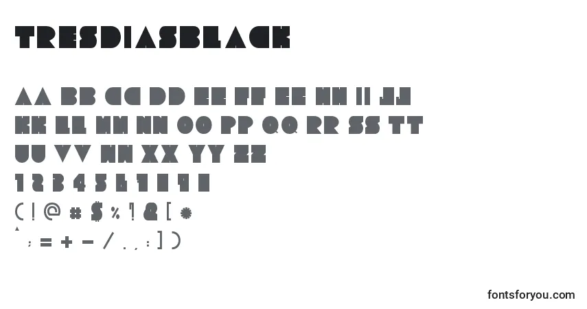 Schriftart TresdiasBlack – Alphabet, Zahlen, spezielle Symbole