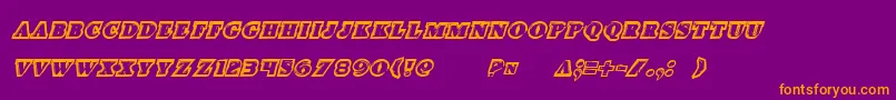 Iceboxartital-Schriftart – Orangefarbene Schriften auf violettem Hintergrund