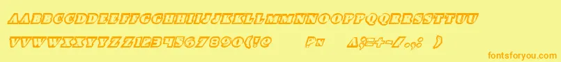 Iceboxartital-Schriftart – Orangefarbene Schriften auf gelbem Hintergrund