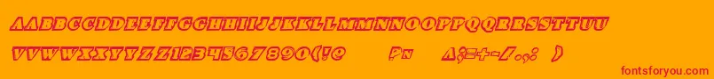 Iceboxartital-Schriftart – Rote Schriften auf orangefarbenem Hintergrund