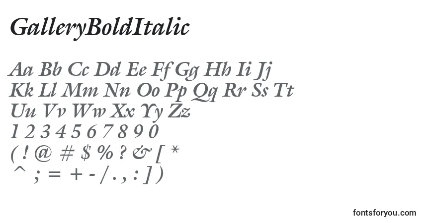 A fonte GalleryBoldItalic – alfabeto, números, caracteres especiais