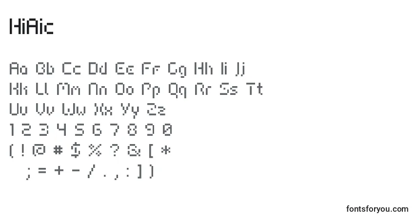 Czcionka HiAic – alfabet, cyfry, specjalne znaki