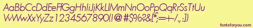 FunctiontwolightRegularitalic Font – Purple Fonts on Yellow Background
