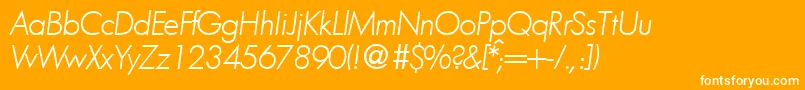 FunctiontwolightRegularitalic-Schriftart – Weiße Schriften auf orangefarbenem Hintergrund