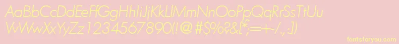 Saiba mais sobre a fonte FunctiontwolightRegularitalic Fonte FunctiontwolightRegularitalic – fontes amarelas em um fundo rosa