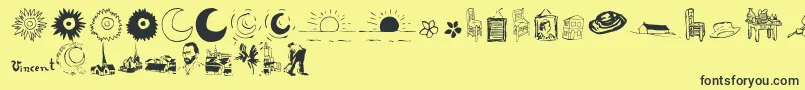 Fonte P22VincentExtras – fontes pretas em um fundo amarelo