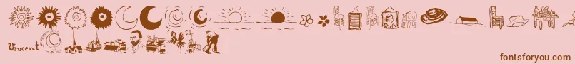 Czcionka P22VincentExtras – brązowe czcionki na różowym tle