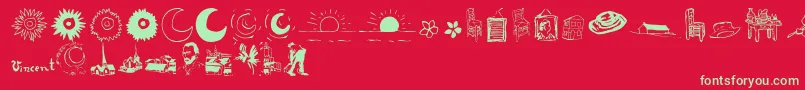 Lisätietoja P22VincentExtras-fontista P22VincentExtras-fontti – vihreät fontit punaisella taustalla