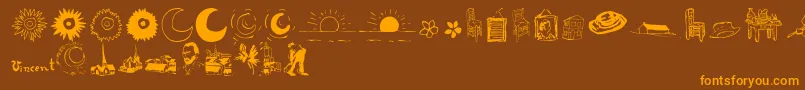 P22VincentExtras Font – Orange Fonts on Brown Background