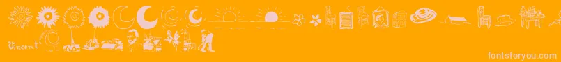 Fonte P22VincentExtras – fontes rosa em um fundo laranja