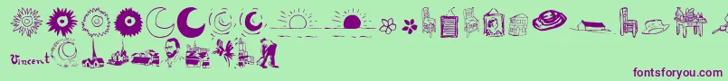 Police P22VincentExtras – polices violettes sur fond vert