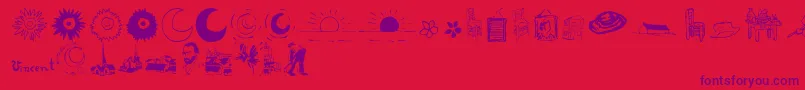 Więcej informacji o czcionce P22VincentExtras Czcionka P22VincentExtras – fioletowe czcionki na czerwonym tle