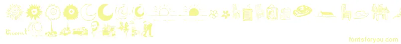 P22VincentExtras-fontti – keltaiset fontit valkoisella taustalla