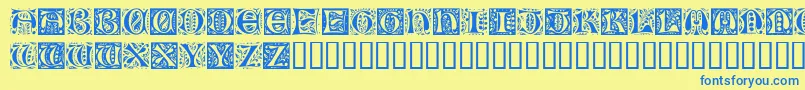 RamoCaps Font – Blue Fonts on Yellow Background