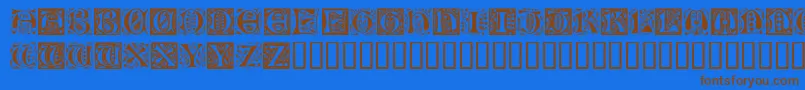 RamoCaps Font – Brown Fonts on Blue Background