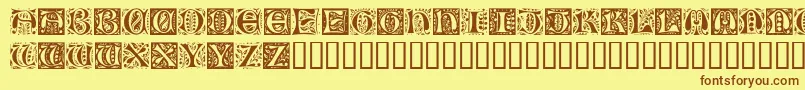 RamoCaps Font – Brown Fonts on Yellow Background