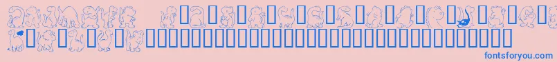 KrNickysDinosフォントについての詳細 フォントKrNickysDinos – ピンクの背景に青い文字