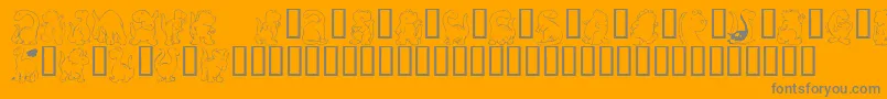 KrNickysDinos-Schriftart – Graue Schriften auf orangefarbenem Hintergrund