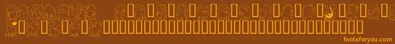 KrNickysDinos Font – Orange Fonts on Brown Background